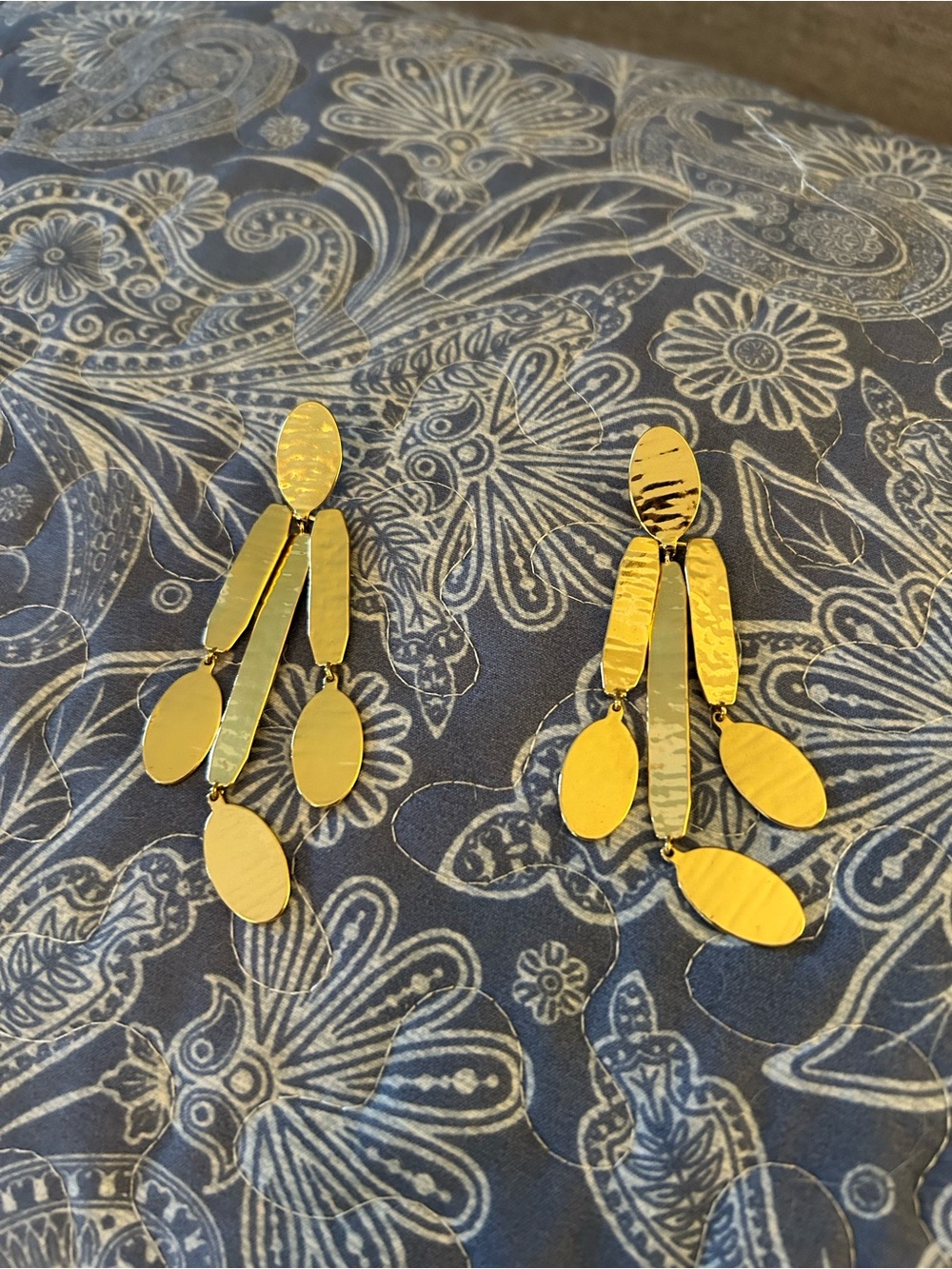 J. Crew Gold-Tone Hammered Dangling Oval Drop Earrings